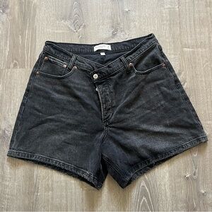 Abercrombie & Fitch Curve Love The Dad Short Womens 12 Button Fly Black Denim